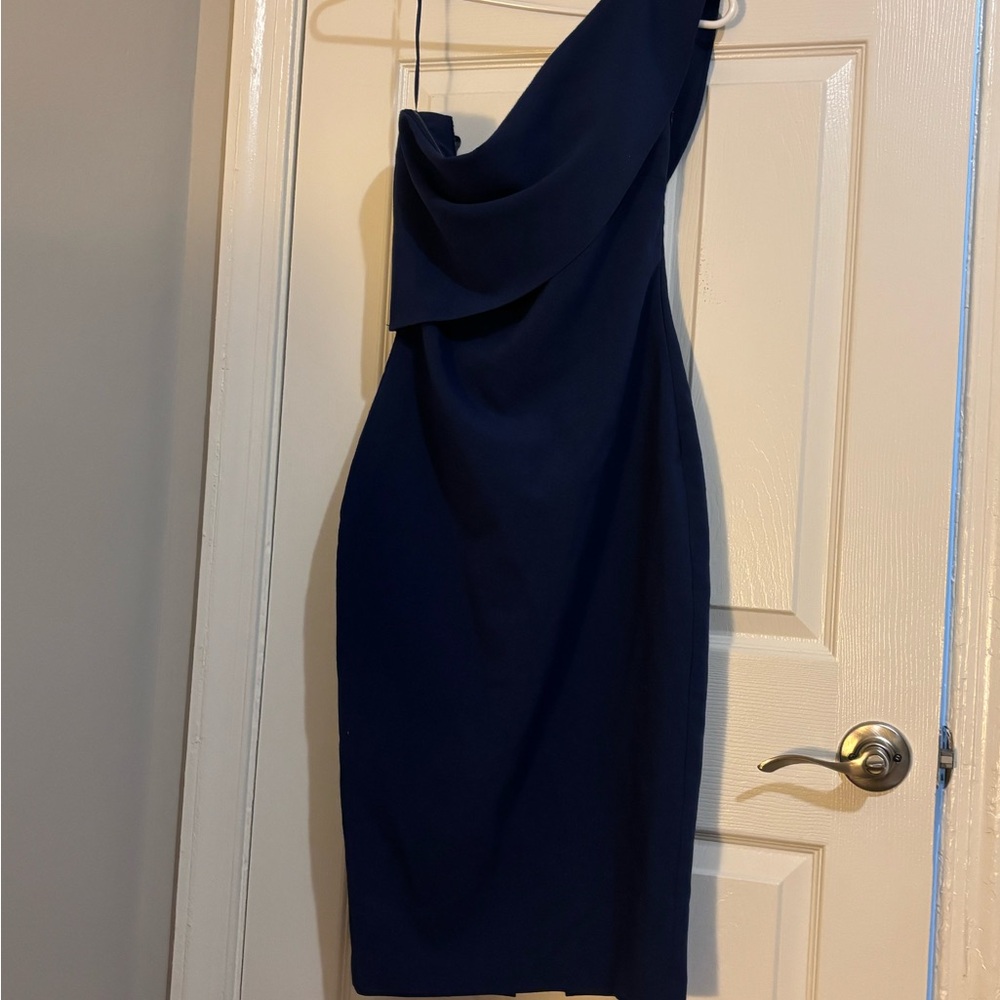 Likely Blue One-Shoulder Cocktail Dress